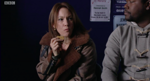 Rainie eating biscuits EastEnders