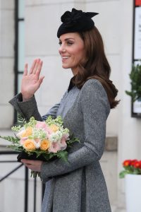 Kate Middleton in grey with flowers