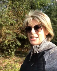 Ruth dog walking on Mother's Day Instagram