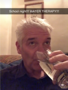 Phillip Schofield drinks water after boozy lunch