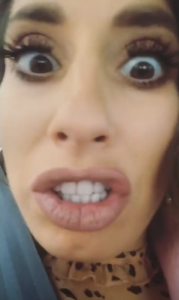 Stacey speaks to the camera from the back seat