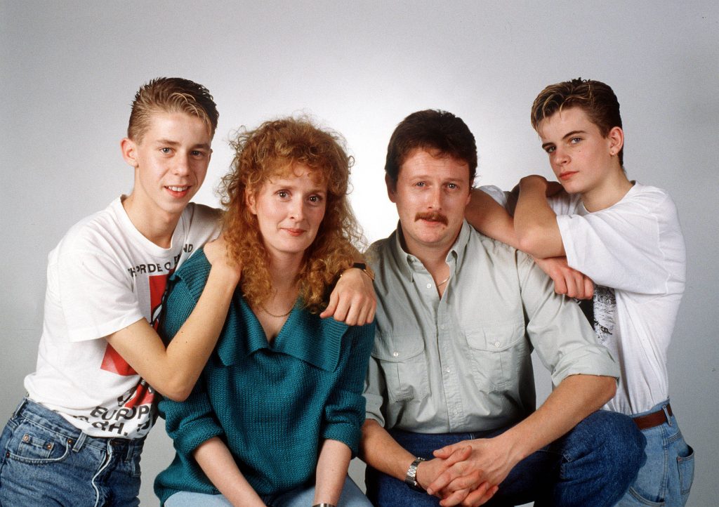 Editorial use only Mandatory Credit: Photo by ITV/REX/Shutterstock (1389417q) Coronation Street 1989 The McDonald Family Andy McDonald [Nicholas Cochrane], Liz McDonald [Beverly Callard], Jim McDonald [Charles Lawson] and Steve McDonald [Simon Gregson]. 'Farewell Liz' TV Programme. - 20 Apr 2011 It is the end of a Corrie era as the nation prepares to say farewell to one of the best-loved characters in British soap history. Liz McDonald, landlady of the Rovers and queen of the miniskirt, is leaving Coronation Street after more than 20 years behind the bar. In this half-hour tribute on ITV1, friends and colleagues applaud the work of actress Beverley Callard, who has played Liz since arriving on the soap in 1989. The programme looks back at some of Liz's greatest storylines and Beverley answers the question that everyone is asking: has one of TV's treasures really gone for good or will she one day return to Weatherfield?