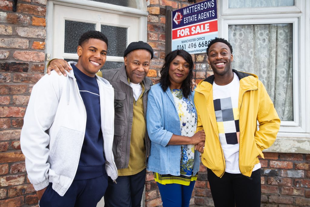FROM ITV STRICT EMBARGO - No Use Before 0001hrs Saturday 06/04/19 Coronation Street New Bailey Family Dad Edison Bailey (Trevor Michael Georges) Mum Aggie Bailey (Lorna Laidlaw) Older son Michael Bailey (Ryan Russell) Yellow Jacket Younger son James Bailey (Nathan Graham). Picture contact - David.crook@itv.com Photographer - Mark Bruce This photograph is (C) ITV Plc and can only be reproduced for editorial purposes directly in connection with the programme or event mentioned above, or ITV plc. Once made available by ITV plc Picture Desk, this photograph can be reproduced once only up until the transmission [TX] date and no reproduction fee will be charged. Any subsequent usage may incur a fee. This photograph must not be manipulated [excluding basic cropping] in a manner which alters the visual appearance of the person photographed deemed detrimental or inappropriate by ITV plc Picture Desk. This photograph must not be syndicated to any other company, publication or website, or permanently archived, without the express written permission of ITV Picture Desk. Full Terms and conditions are available on www.itv.com/presscentre/itvpictures/terms