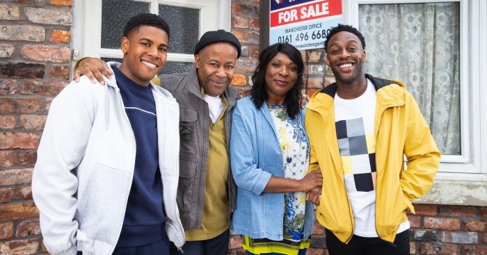 FROM ITV STRICT EMBARGO - No Use Before 0001hrs Saturday 06/04/19 Coronation Street New Bailey Family Dad Edison Bailey (Trevor Michael Georges) Mum Aggie Bailey (Lorna Laidlaw) Older son Michael Bailey (Ryan Russell) Yellow Jacket Younger son James Bailey (Nathan Graham). Picture contact - David.crook@itv.com Photographer - Mark Bruce This photograph is (C) ITV Plc and can only be reproduced for editorial purposes directly in connection with the programme or event mentioned above, or ITV plc. Once made available by ITV plc Picture Desk, this photograph can be reproduced once only up until the transmission [TX] date and no reproduction fee will be charged. Any subsequent usage may incur a fee. This photograph must not be manipulated [excluding basic cropping] in a manner which alters the visual appearance of the person photographed deemed detrimental or inappropriate by ITV plc Picture Desk. This photograph must not be syndicated to any other company, publication or website, or permanently archived, without the express written permission of ITV Picture Desk. Full Terms and conditions are available on www.itv.com/presscentre/itvpictures/terms
