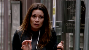 Carla's in a very dark place after the factory roof crushed Rana dead (Credit: ITV)