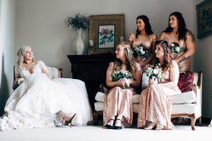 Bride and her bridesmaids