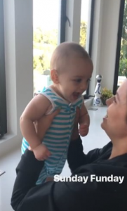 Eva with her son on Instagram Stories