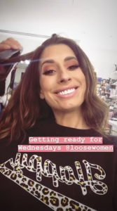 Stacey in the make-up chair