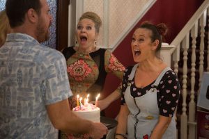 Mick is Tina's surprise present (Credit: BBC)