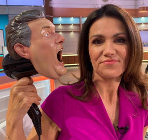 Susanna Reid with Piers' hairdryer