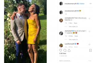 Alan Halsall comments on Tisha Merry's Instagram