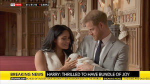 Harry and Meghan with their newborn