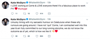 Katie McGlynn DENIES quitting Coronation Street and slams 'silly rumours'