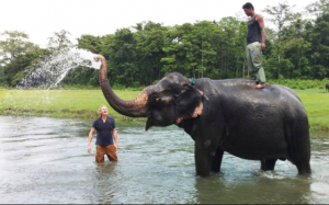 Martin Clunes and elephant