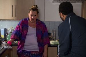 Karen's clothes are more tight-fitting than Lorraine's (Credit: BBC)