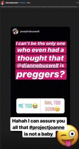 Dianne assured fans she's not with child (Credit: Instagram/@diannebuswell)
