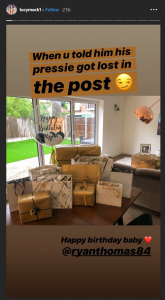 Ryan's present haul was pretty huge (Credit: Instagram/@lucymeck1)