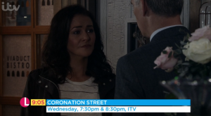 Vicky was shown to be telling Robert she's terminating her pregnancy (Credit: ITV)