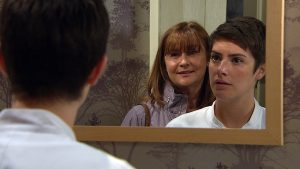 Susan Cookson as Lee Posner's mum in Emmerdale