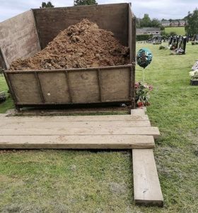 soil box at cemetery