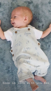 Baby Rex in his new clothes