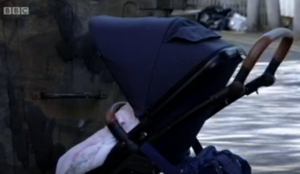 Abi was asleep in a pram nearby EastEnders