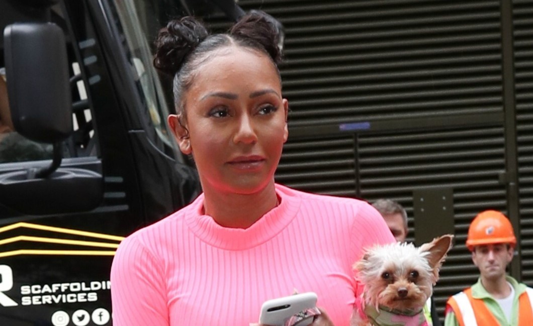 Mel B Wears PVC Trousers And Hair In Bunches As She Arrives At The Zoe Ball Breakfast Show