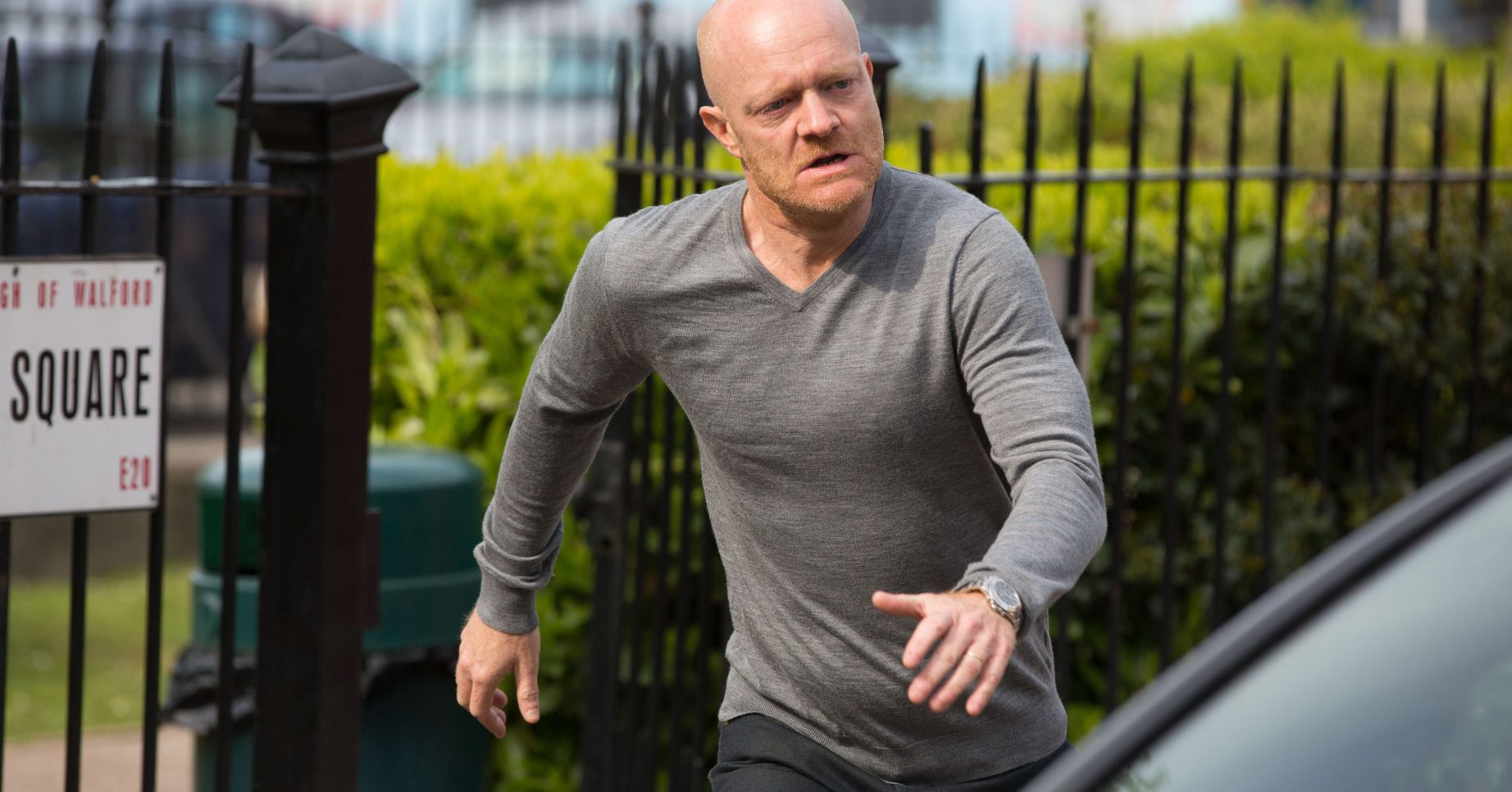 WARNING: Embargoed for publication until 00:00:01 on 24/07/2019 - Programme Name: EastEnders - July - September - 2019 - TX: 23/07/2019 - Episode: EastEnders - July - September - 2019 - 5959 (No. 5959) - Picture Shows: *NOT FOR USE PRE-TX WITHOUT PRIOR APPROVAL* Max runs towards No.45. Max Branning (JAKE WOOD) - (C) BBC - Photographer: Jack Barnes