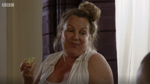 Lorraine Stanley, who plays Karen Taylor in EastEnders, won Funniest Female (Credit: BBC iPlayer)