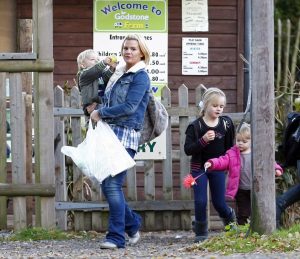 Kerry Katona during a day out with her children at Godstone Farm