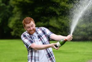 Dean Weymes celebrating National Lottery