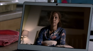 Fiona appeared via video link (Credit: YouTube/Coronation Street)