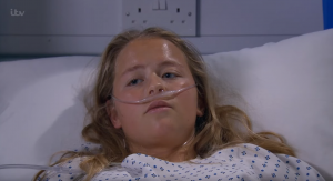 Liz was previously hospitalised because of a dangerous seizure (Credit: ITV)