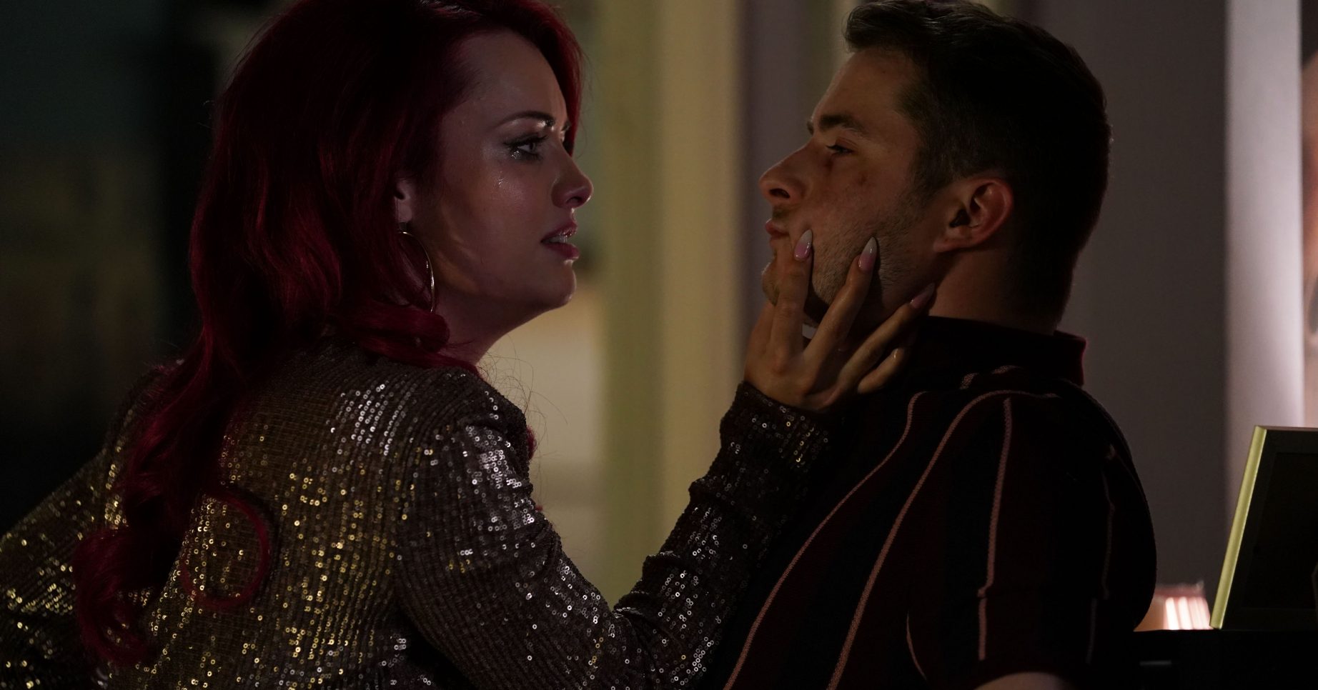 WARNING: Embargoed for publication until 00:00:01 on 24/08/2019 - Programme Name: EastEnders - July - September - 2019 - TX: 30/08/2019 - Episode: EastEnders - July - September - 2019 - 5981 (No. 5981) - Picture Shows: *NOT FOR USE PRE-TX WITHOUT PRIOR APPROVAL* Whitney confronts Ben. Whitney Dean (SHONA MCGARTY), Ben Mitchell (MAX BOWDEN) - (C) BBC - Photographer: Jack Barnes