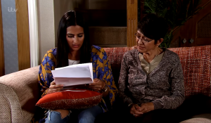 Yasmeen tells Alya that Geoff is ill Coronation Street