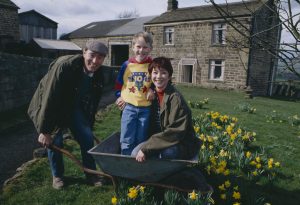 Editorial use only Mandatory Credit: Photo by ITV/Shutterstock (8105575l) Madeleine Howard (as Sarah Connolly), Christopher Smith (as Robert Sugden) and Clive Hornby (as Jack Sugden) as the Sugdens move into Hawthorn Cottage farm (Ep 1758 - 22nd April 1993) 'Emmerdale' TV Series - - 22 Apr 1993 Emmerdale Farm is a long-running British soap opera set in Emmerdale, a fictional village in the Yorkshire Dales. Created by Kevin Laffan, it first broadcast on 16 October 1972 and produced by ITV Yorkshire.