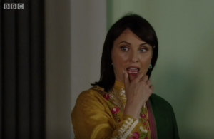 Honey didn't appear to eat much at the meal EastEnders