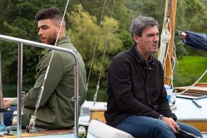 Cain took Nate and Moira out on a boat Emmerdale