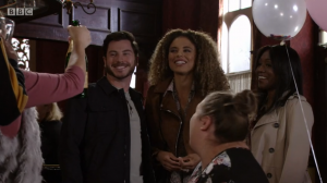 Gray told Chantelle's family they were expecting a third child EastEnders