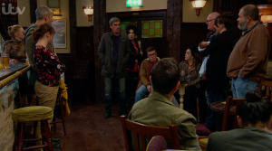 Cain shames Moira in pub