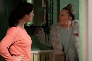 Sonia and Karen at loggerheads in EastEnders (Credit: BBC)