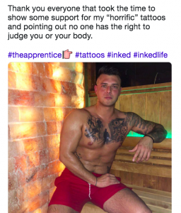 The Apprentice Lewis tattoos Lord Sugar