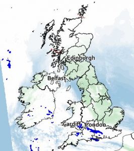 UK weather map - New Year's Eve at 6pm