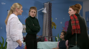 Hope was injured when Ruby pushed her off a bench Coronation Street