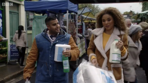 EastEnders Chantelle helps Jags Credit: BBC
