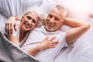 Old couple smiling
