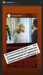 Stacey Solomon reacted on her Instagram story Coronation Street Gail mention