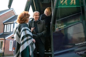 Be careful Claudia, there are some people who want you under that bus and not on it! (Credit: ITV)