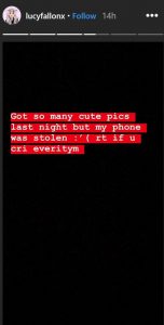 Lucy Fallon reveals her phone was stolen at her leaving party