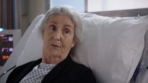 Sacha's Great Aunt Maria is brought into hospital following her radio interview Holby City